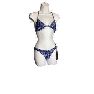 Gypsy 05 Reversible Blue Aztec Print Bikini Set Size Small NWT